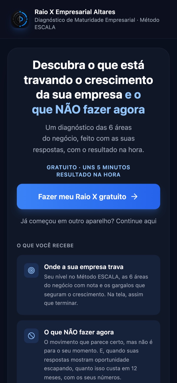 Tela inicial do Raio X Empresarial